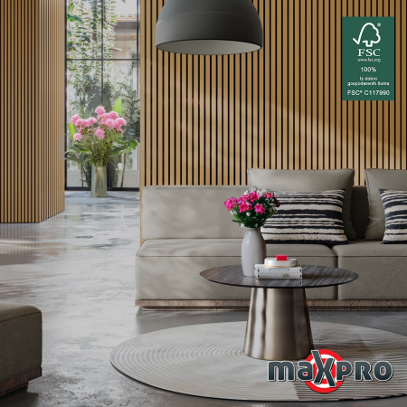 Akustični panel Hrast Pattern FURNIR 45-5/63-4 2700x600x9 mm